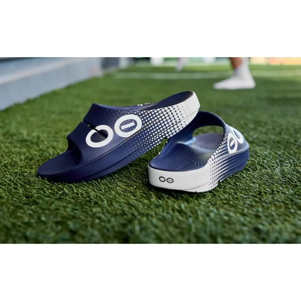 Oofos Ooahh Sport Slide Matrix Navy Men’s 13 Beach Pool Summer Comfort Sandal